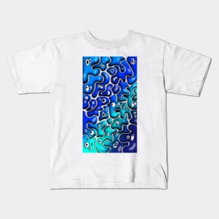 30 Shade of Blue Blob Monsters Kids T-Shirt